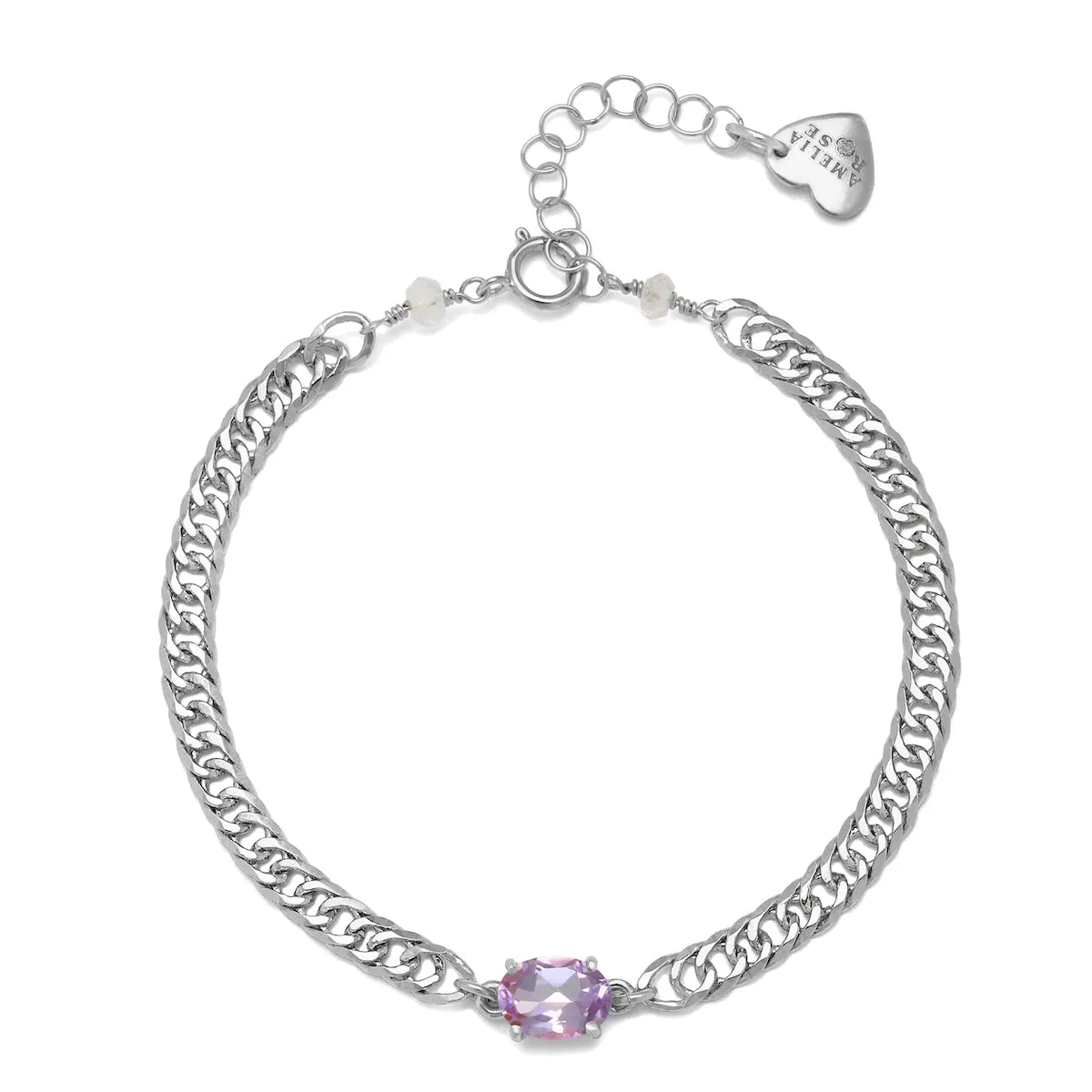 Curb Chain Gemstone Bracelet - Pink Amethyst sold by Amelia Rose Design product image thumbnail 2