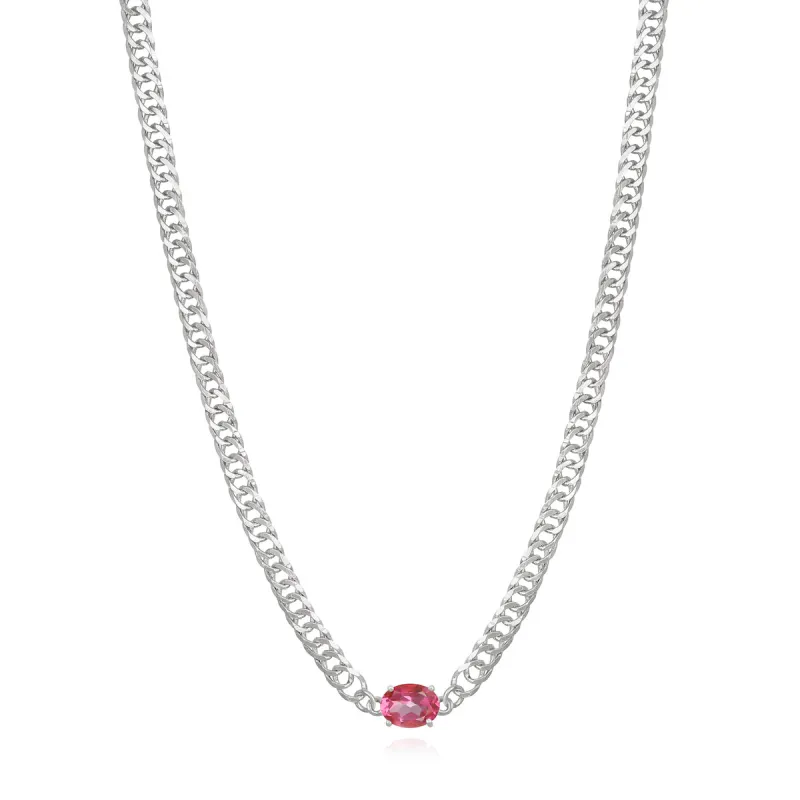 Curb Chain Gemstone Choker - Pink Topaz sold by Amelia Rose Design
