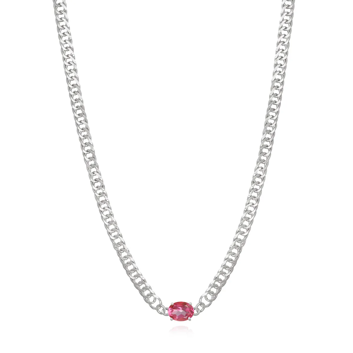 Curb Chain Gemstone Choker - Pink Topaz sold by Amelia Rose Design