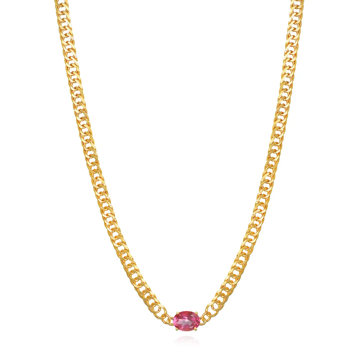 Curb Chain Gemstone Choker - Pink Topaz sold by Amelia Rose Design product image thumbnail 2