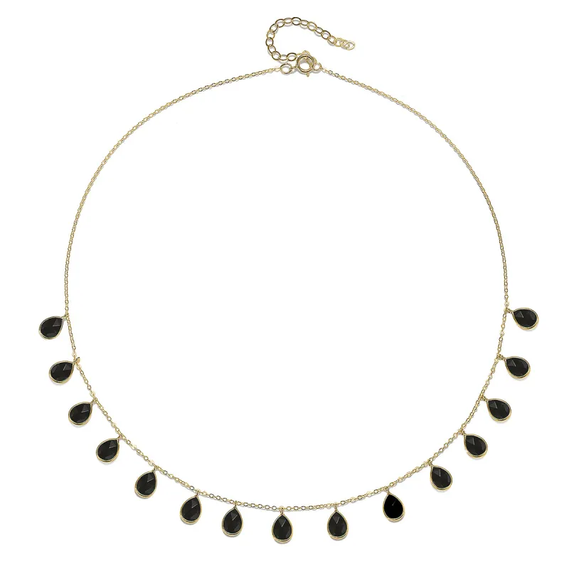 Cabo Gems Necklace-Black Teardrop sold by Amelia Rose Design