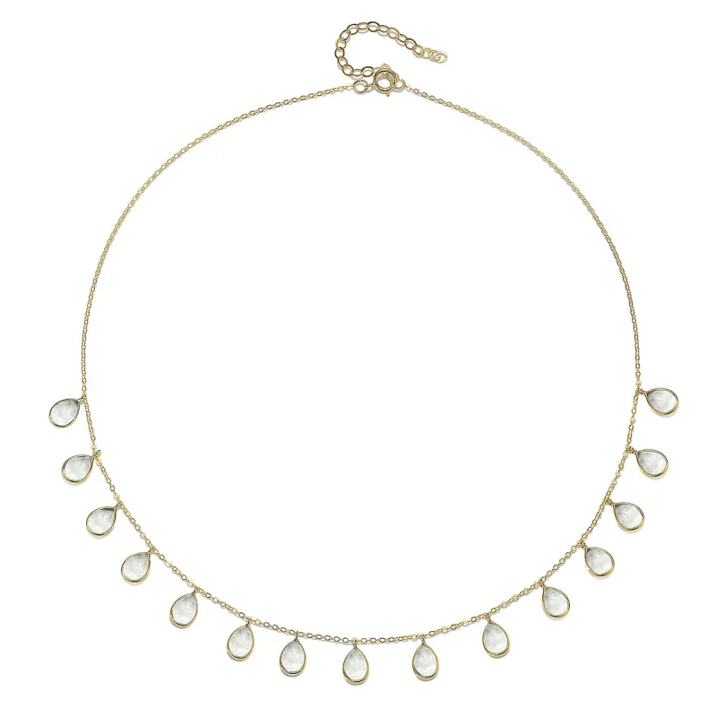 Cabo Gems Necklace-Clear Teardrop sold by Amelia Rose Design