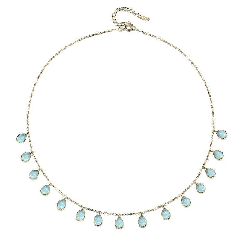 Cabo Gems Necklace-Sky Blue Teardrop sold by Amelia Rose Design