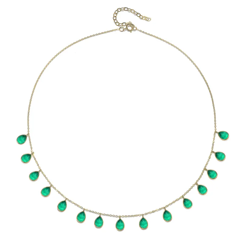 Cabo Gems Necklace-Emerald Teardrop sold by Amelia Rose Design