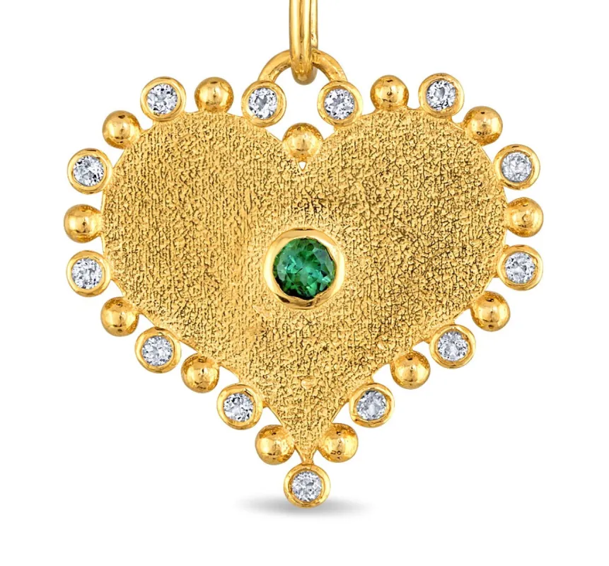 Green Tourmaline & Topaz Heart Charm sold by Amelia Rose Design