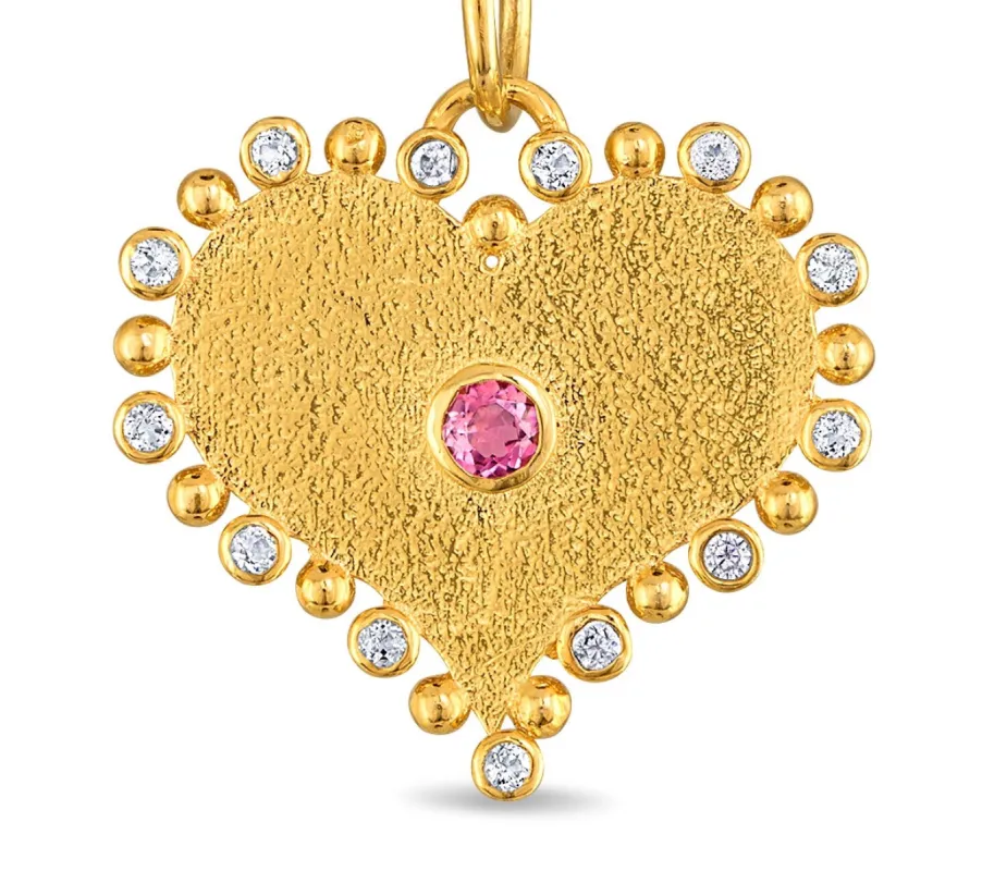 Pink Tourmaline & Topaz Heart Charm sold by Amelia Rose Design