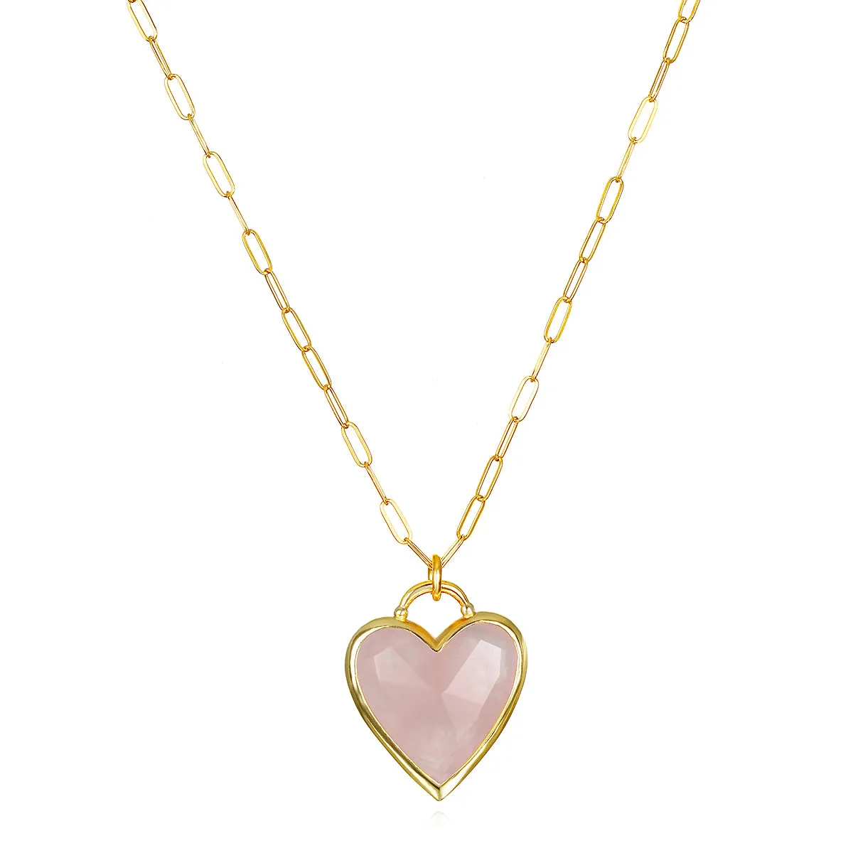 Framed Heart Necklace-Rose Quartz sold by Amelia Rose Design