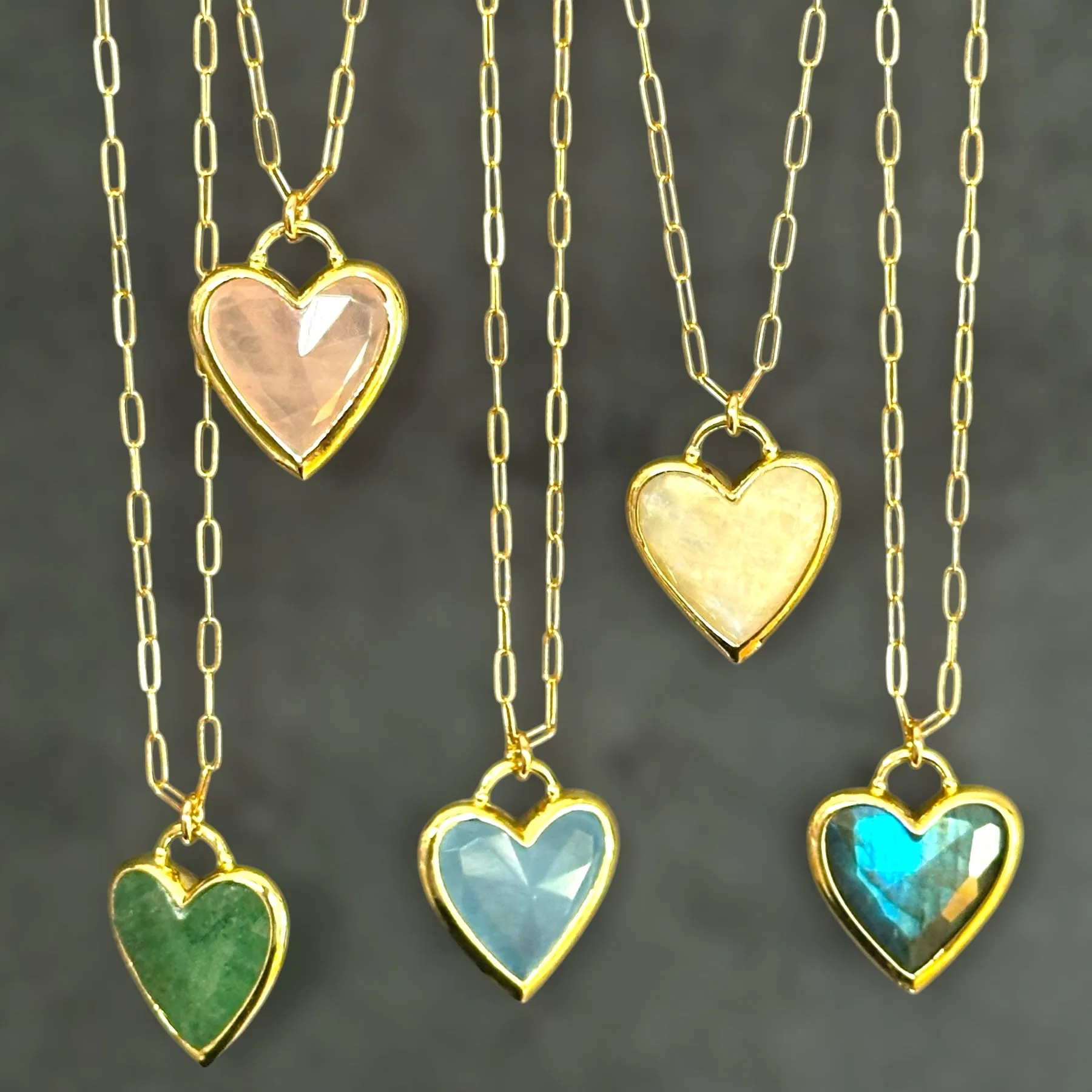 Framed Heart Necklace-Rainbow Moonstone sold by Amelia Rose Design product image thumbnail 2