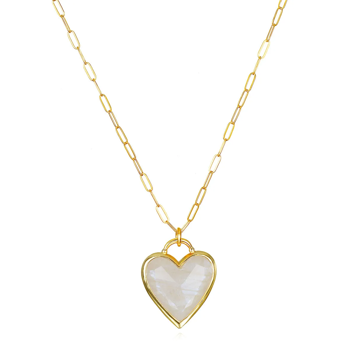 Framed Heart Necklace-Rainbow Moonstone sold by Amelia Rose Design