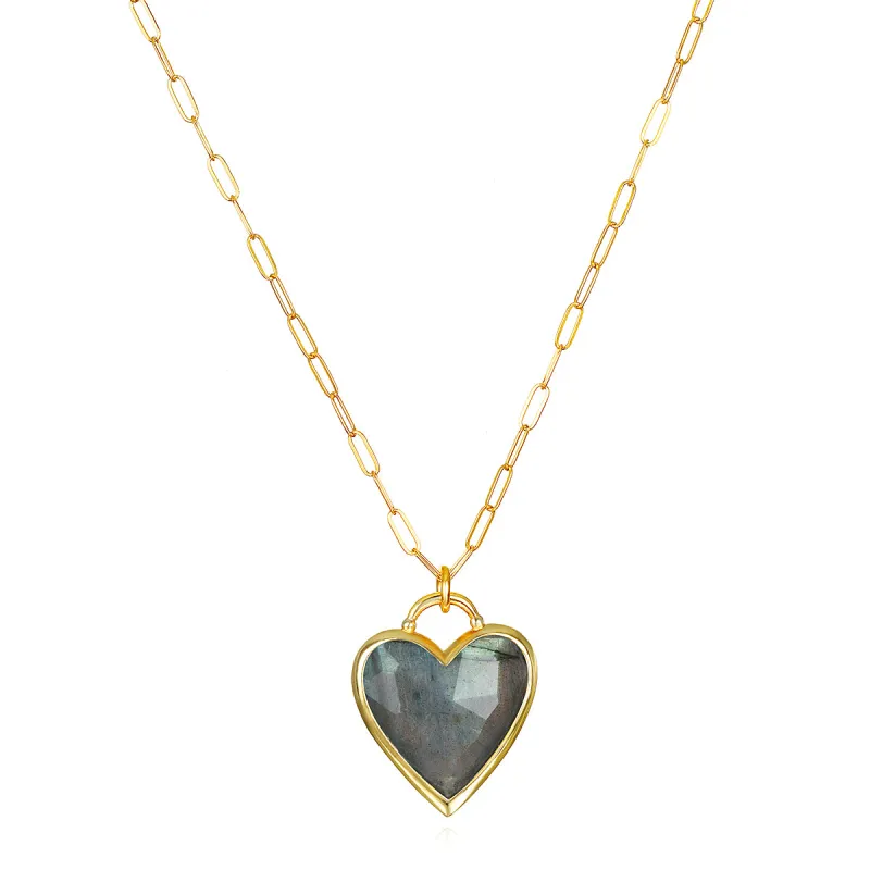 Framed Heart Necklace-Labradorite sold by Amelia Rose Design