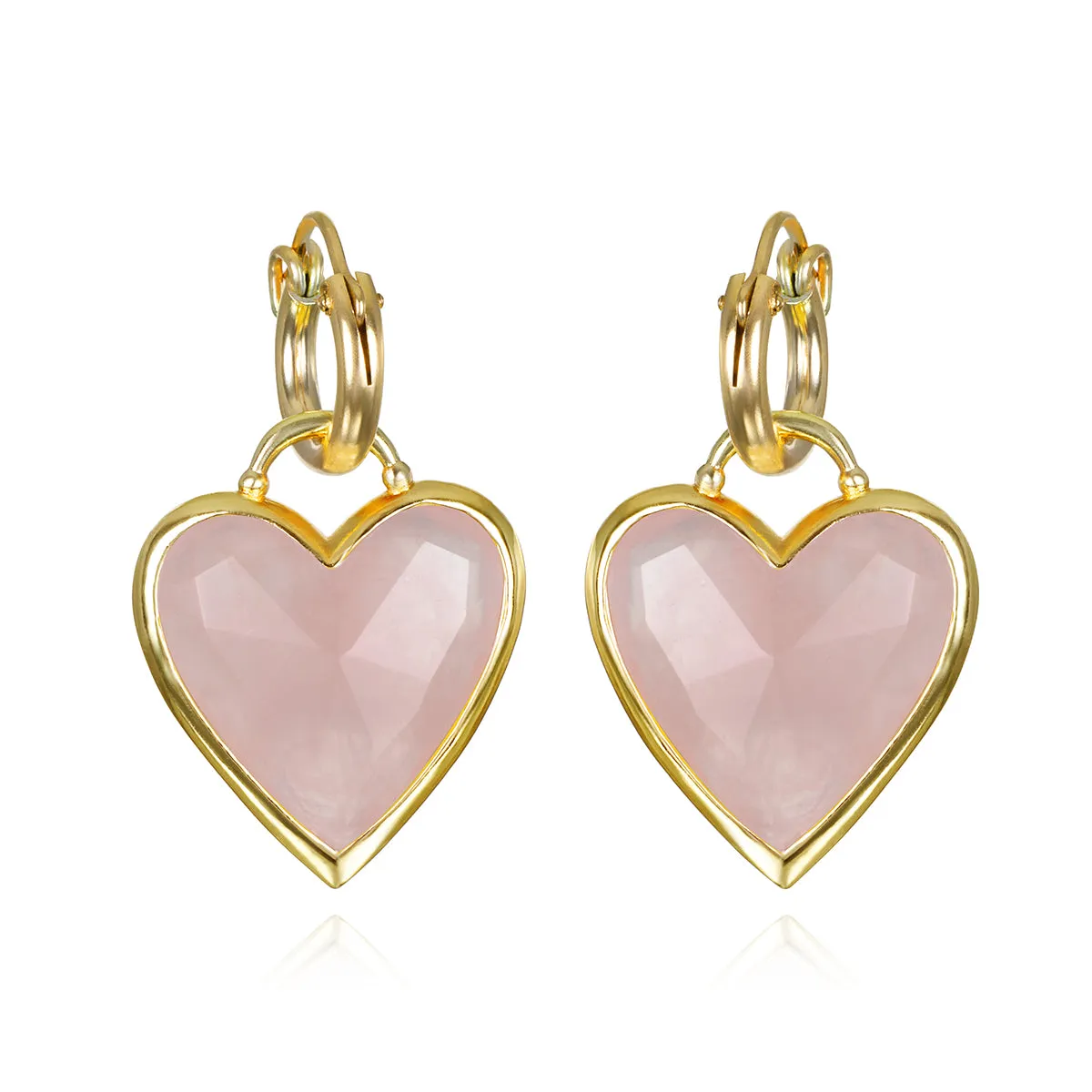 Framed Heart Huggies-Rose Quartz sold by Amelia Rose Design