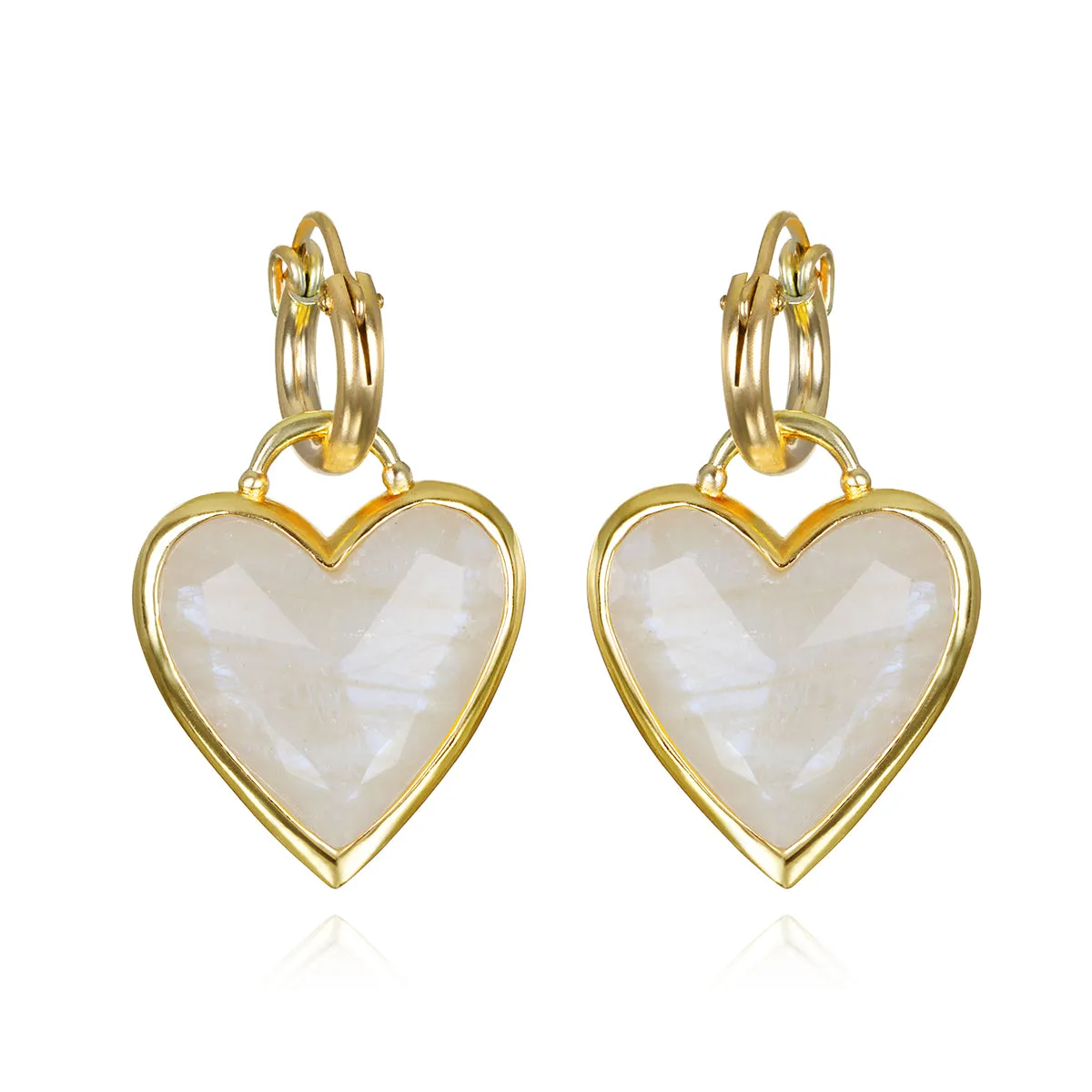 Framed Heart Huggies-Rainbow Moonstone sold by Amelia Rose Design