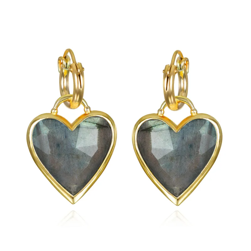 Framed Heart Huggies-Labradorite sold by Amelia Rose Design