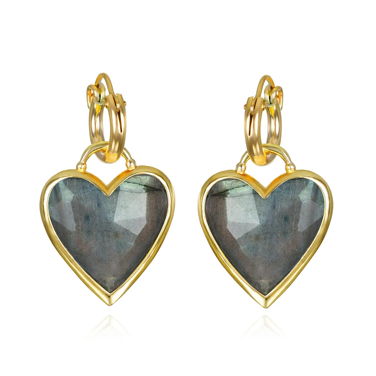 Framed Heart Huggies-Labradorite sold by Amelia Rose Design