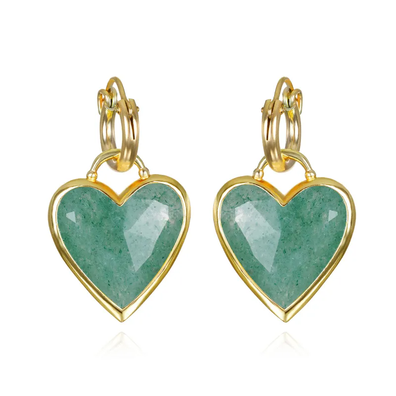 Framed Heart Huggies-Aventurine sold by Amelia Rose Design