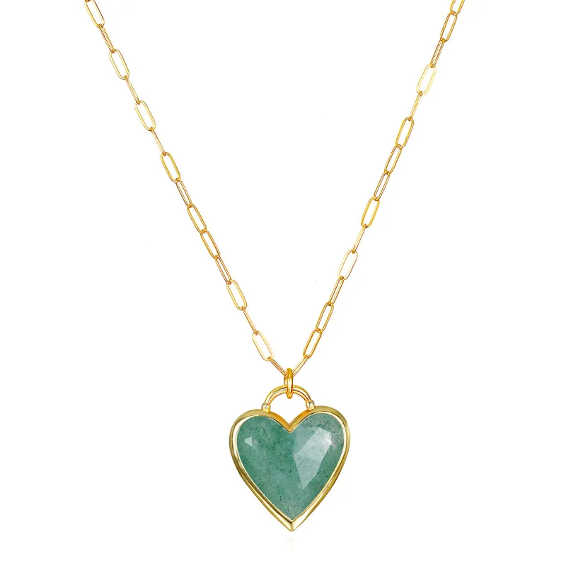Framed Heart Necklace-Aventurine sold by Amelia Rose Design