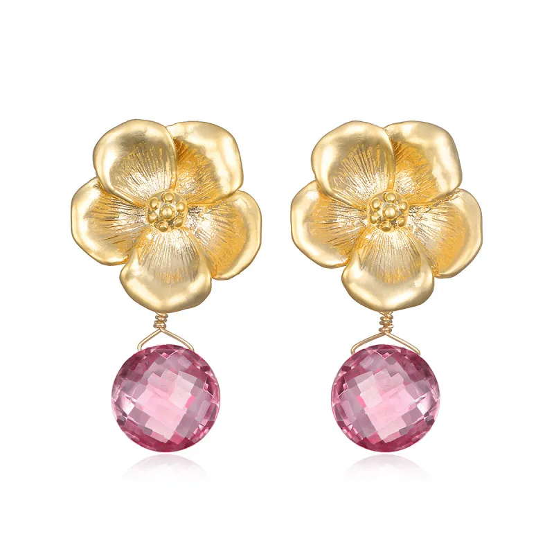 Back in stock! Peony Earring-Pink Topaz sold by Amelia Rose Design