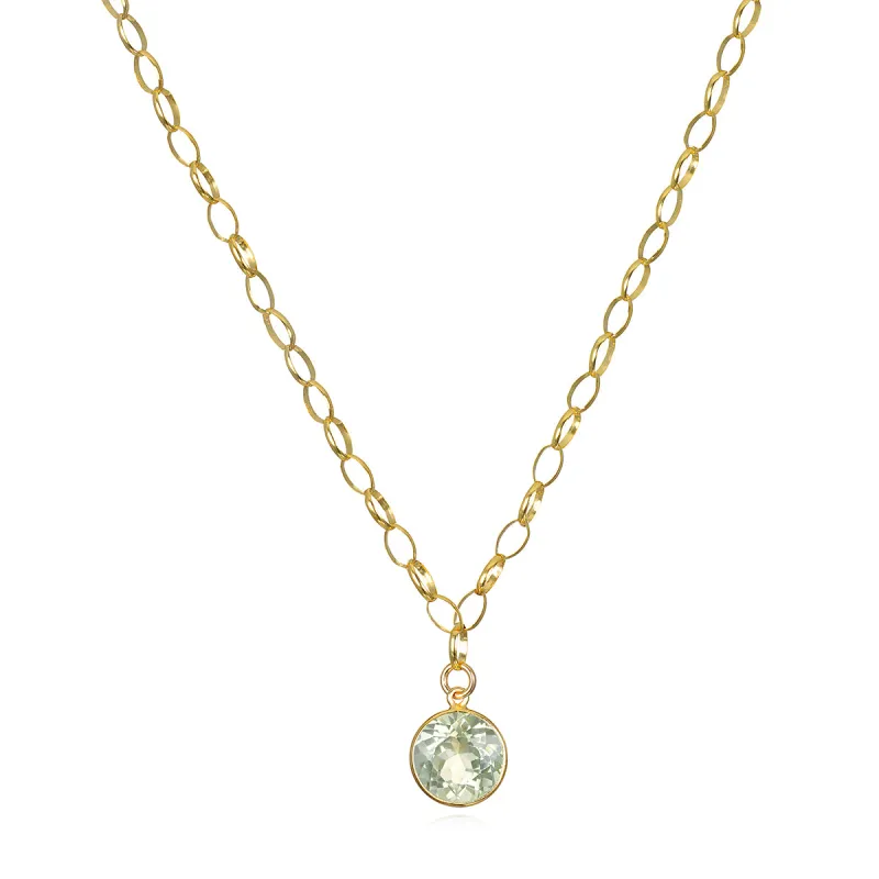 New!  Gemstone Pendant Oval Link Necklace-Green Amethyst sold by Amelia Rose Design