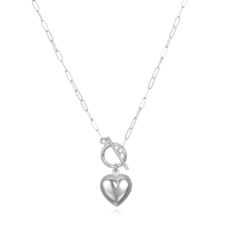 New!  Puffed Heart Toggle Necklace-Gold and Silver sold by Amelia Rose Design