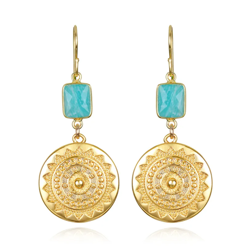 New! Sun Medallion Dangles -Amazonite sold by Amelia Rose Design