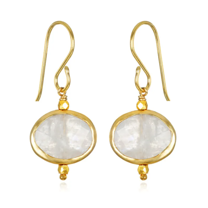 New! Bezeled Drops-Rainbow Moonstone sold by Amelia Rose Design