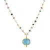 New! Bezel Charm Rainbow Necklace-Blue Chalcedony sold by Amelia Rose Design