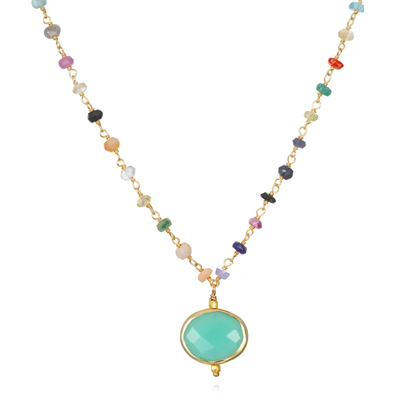 New! Bezel Charm Rainbow Necklace-Chrysoprase sold by Amelia Rose Design