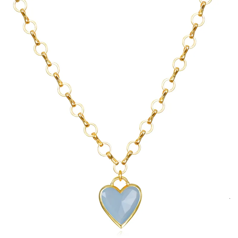 New!  Petite Loop Heart Necklace-Blue Jade sold by Amelia Rose Design
