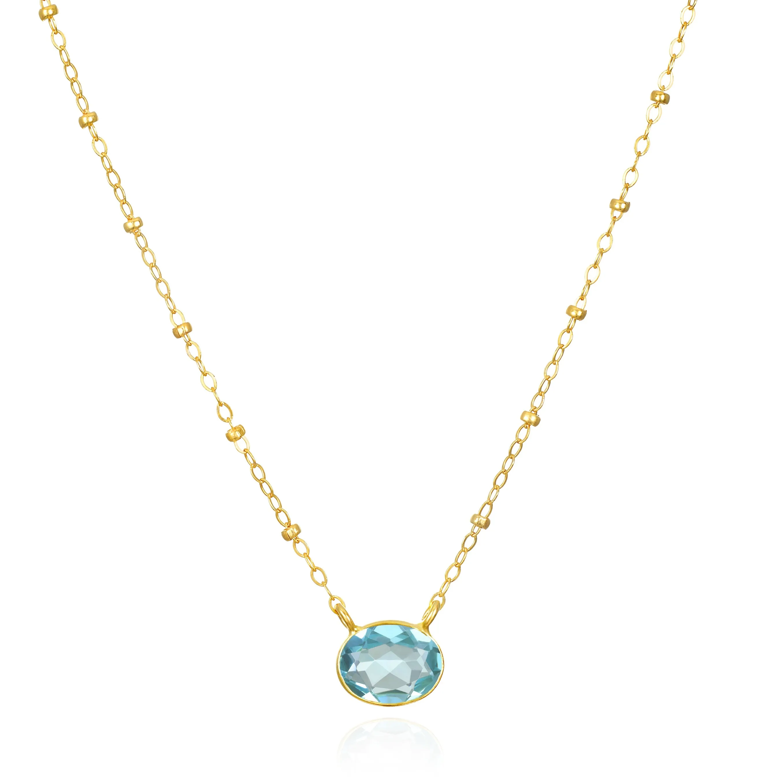 New! Bezel Satellite Necklace-Sky Blue Topaz sold by Amelia Rose Design