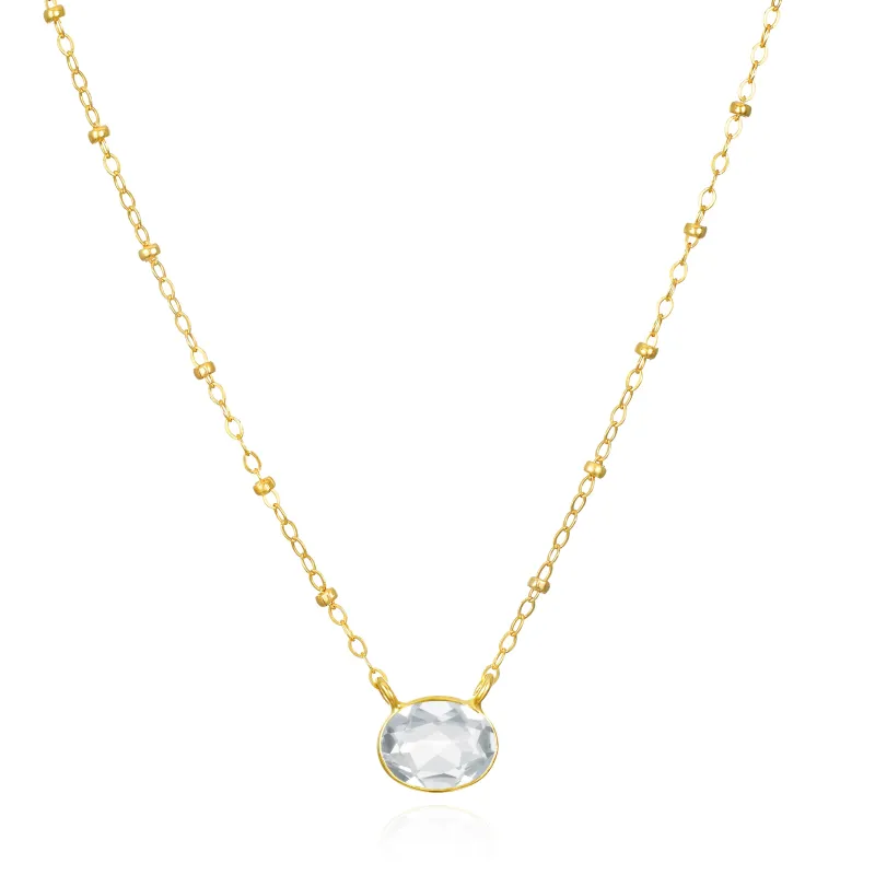 New!  Bezel Satellite Necklace-White Topaz sold by Amelia Rose Design