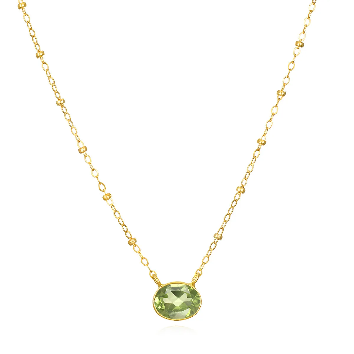 New! Bezel Satellite Necklace-Peridot sold by Amelia Rose Design