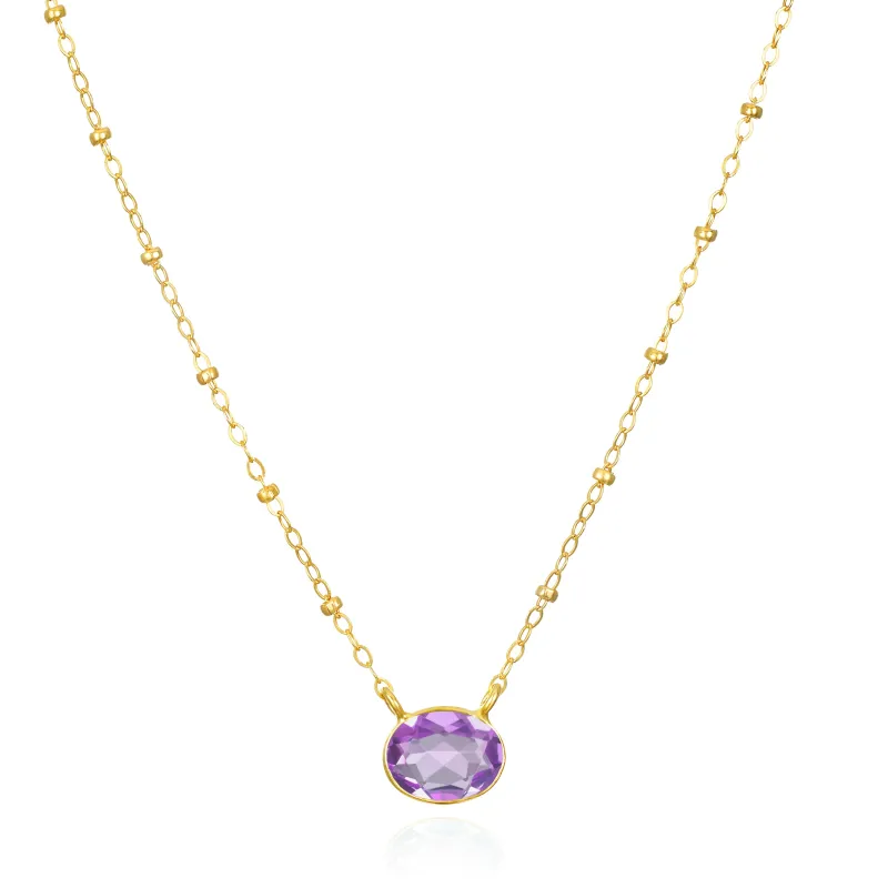 New!  Bezel Satellite Necklace-Pink Amethyst sold by Amelia Rose Design
