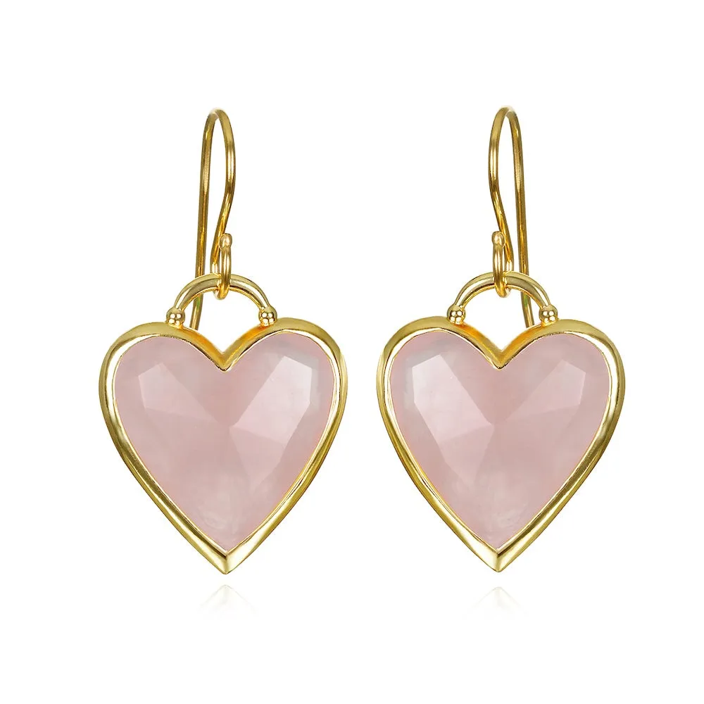 New! Framed Heart Dangles-Rose Quartz sold by Amelia Rose Design