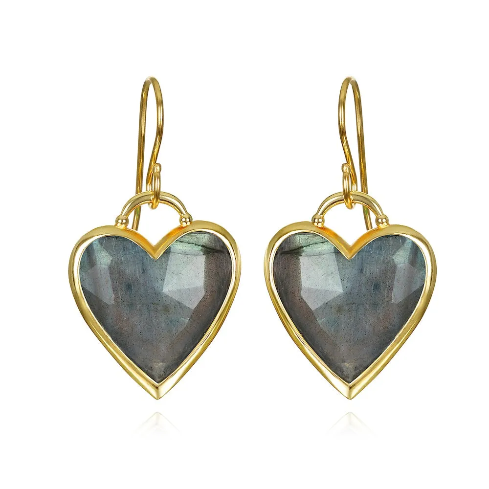 New! Framed Heart Dangles-Labradorite sold by Amelia Rose Design