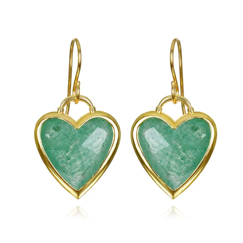 New! Framed Heart Dangles-Aventurine sold by Amelia Rose Design