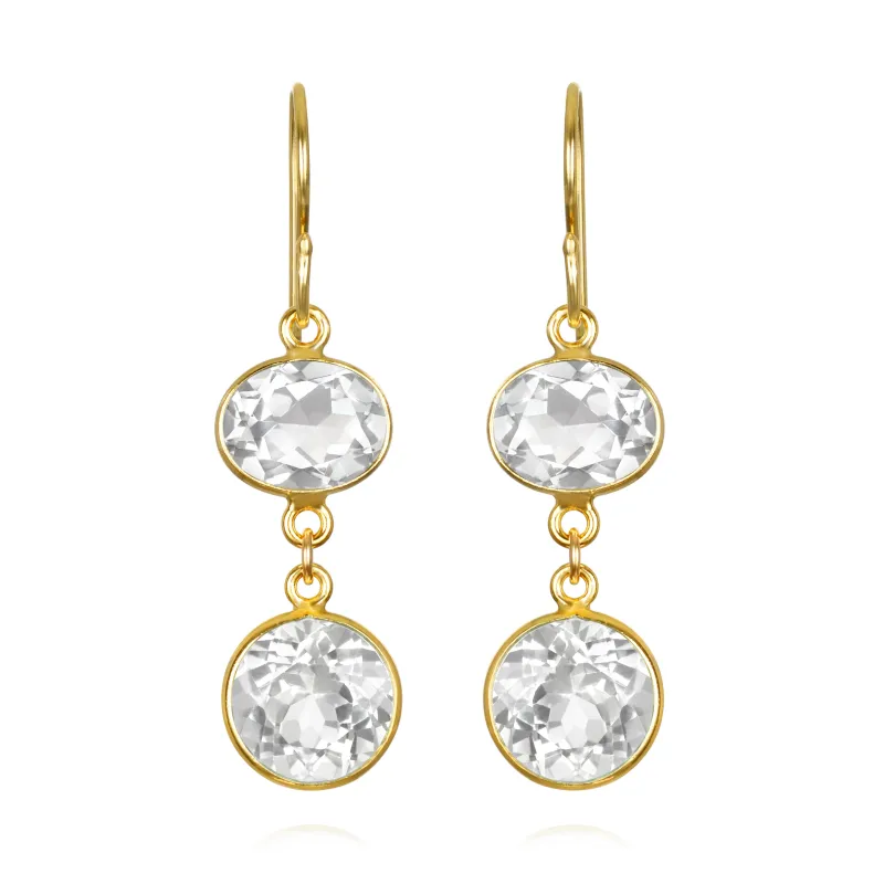 New! Bezel Double Dangles-White Topaz sold by Amelia Rose Design