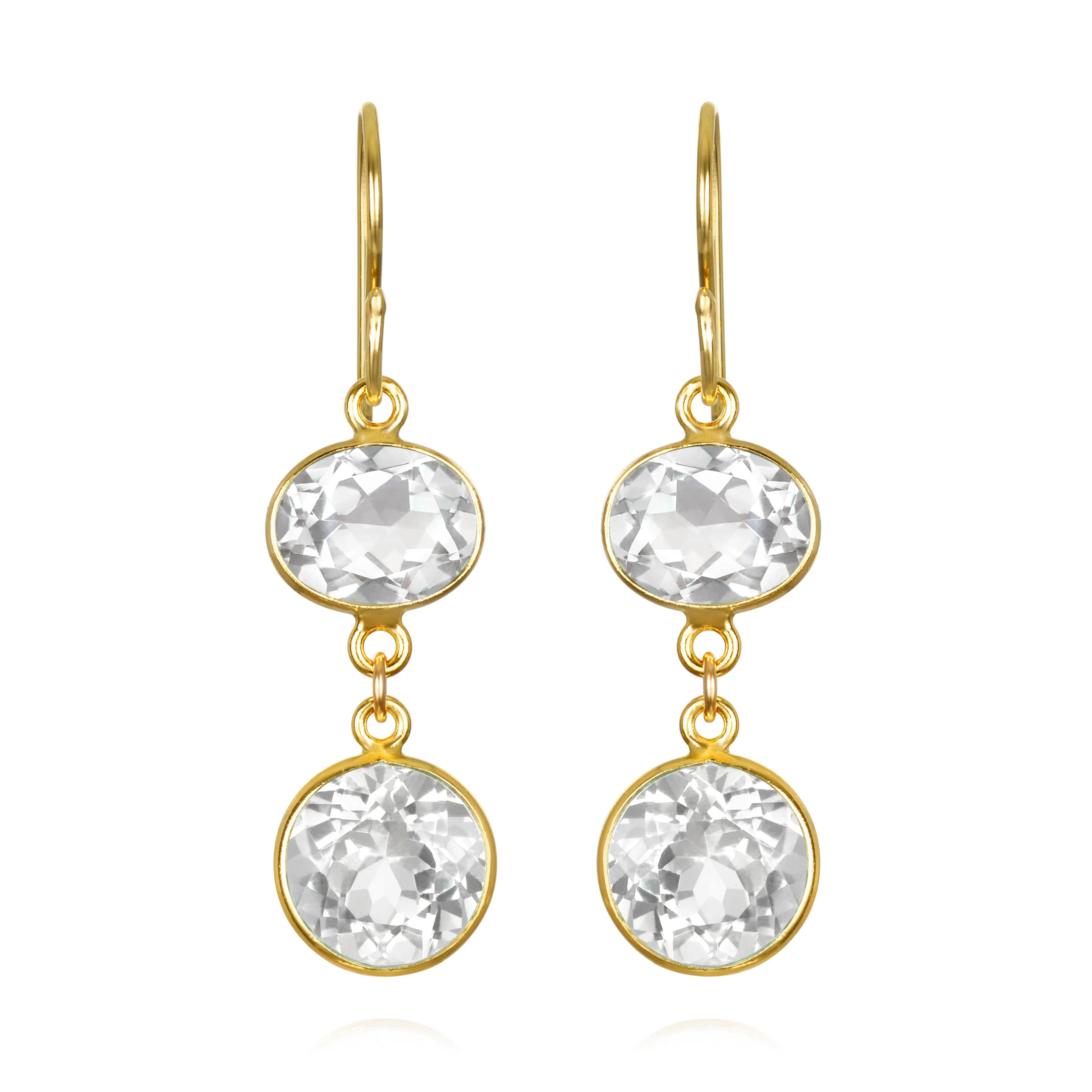 Bezel Double Dangles-White Topaz sold by Amelia Rose Design