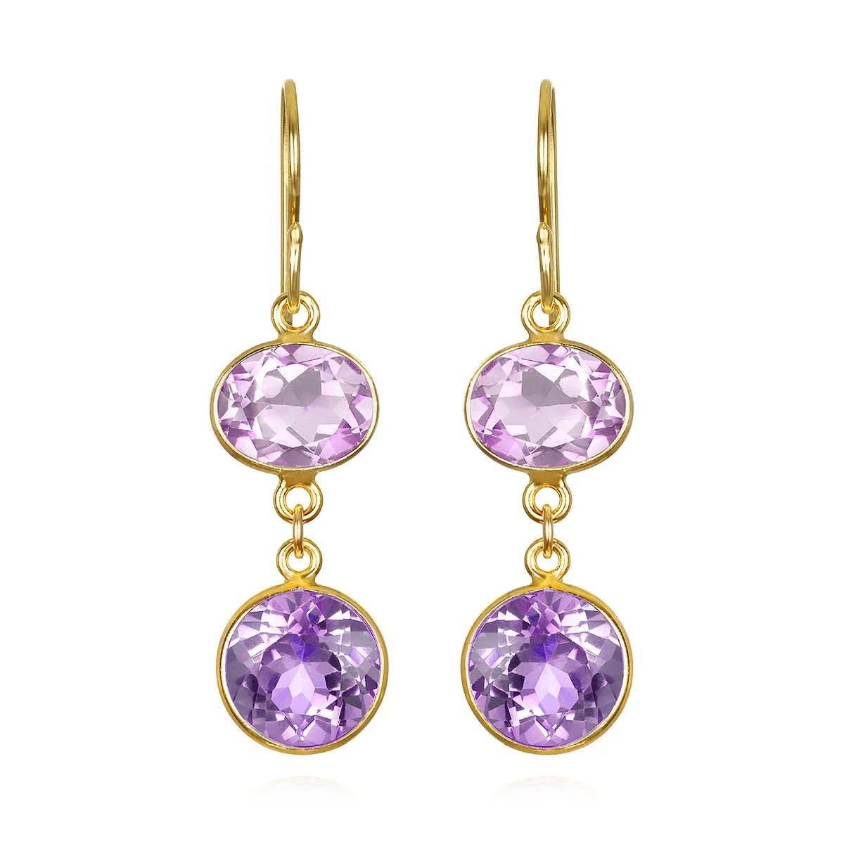 New! Bezel Double Dangles-Pink Amethyst sold by Amelia Rose Design