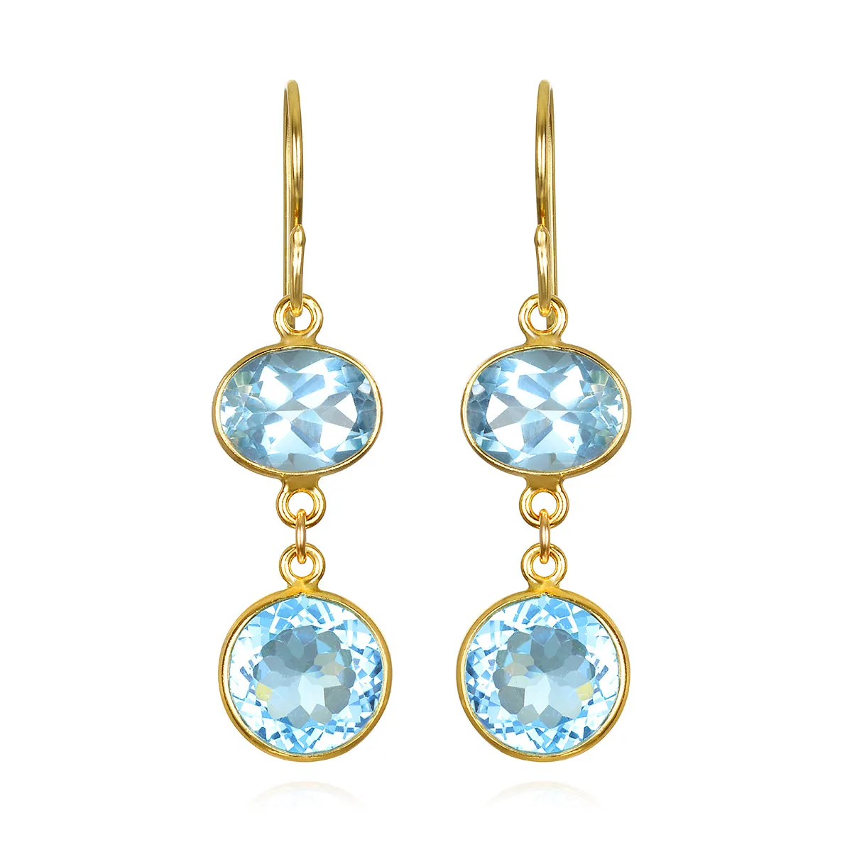 New! Bezel Double Dangles-Sky Blue Topaz sold by Amelia Rose Design