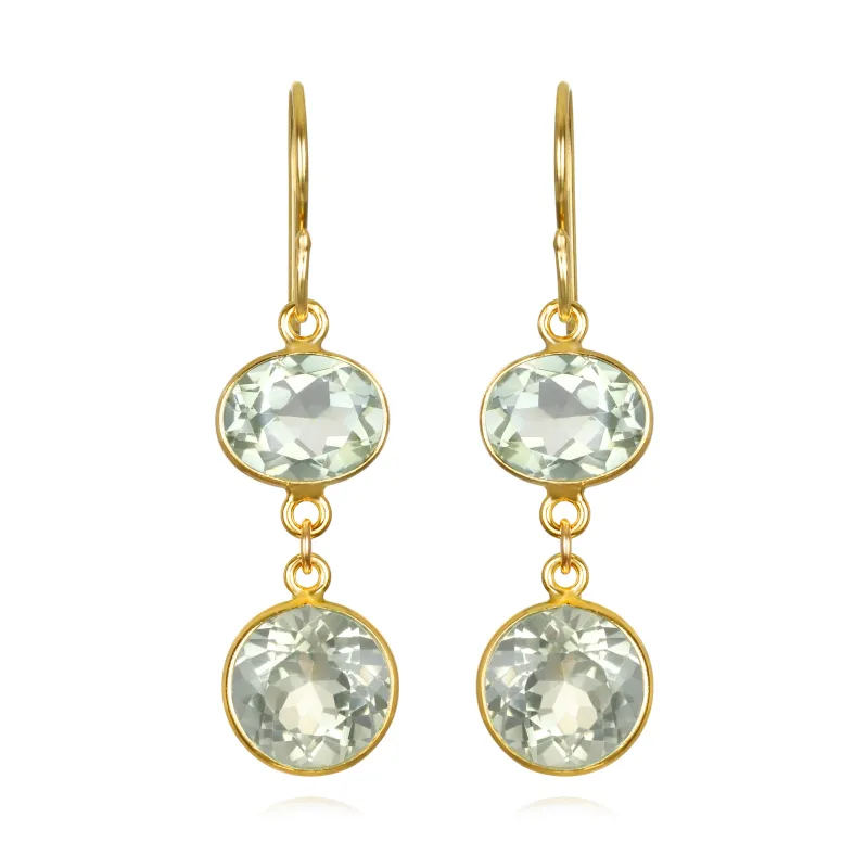 New! Bezel Double Dangles-Green Amethyst sold by Amelia Rose Design