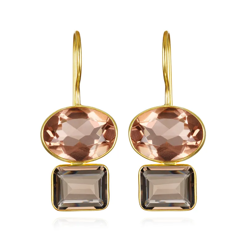 New! Double Valencia Earring - Champagne & Smoky sold by Amelia Rose Design
