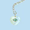 New!  Rainbow Moonstone & Blue Topaz Heart Charm Necklace sold by Amelia Rose Design