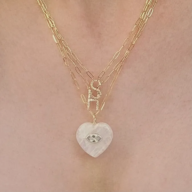 New! Rainbow Moonstone & Blue Topaz Heart Charm Necklace sold by Amelia Rose Design product image thumbnail 2