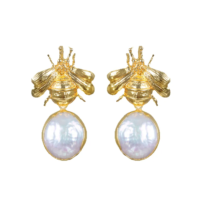 New! Framed Pearl Bee Dangles made by Amelia Rose Design
