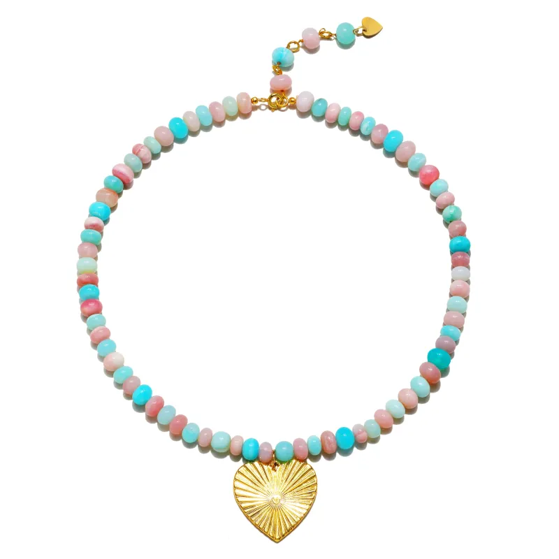 New!  Statement Heart Pastel Opal Necklace sold by Amelia Rose Design