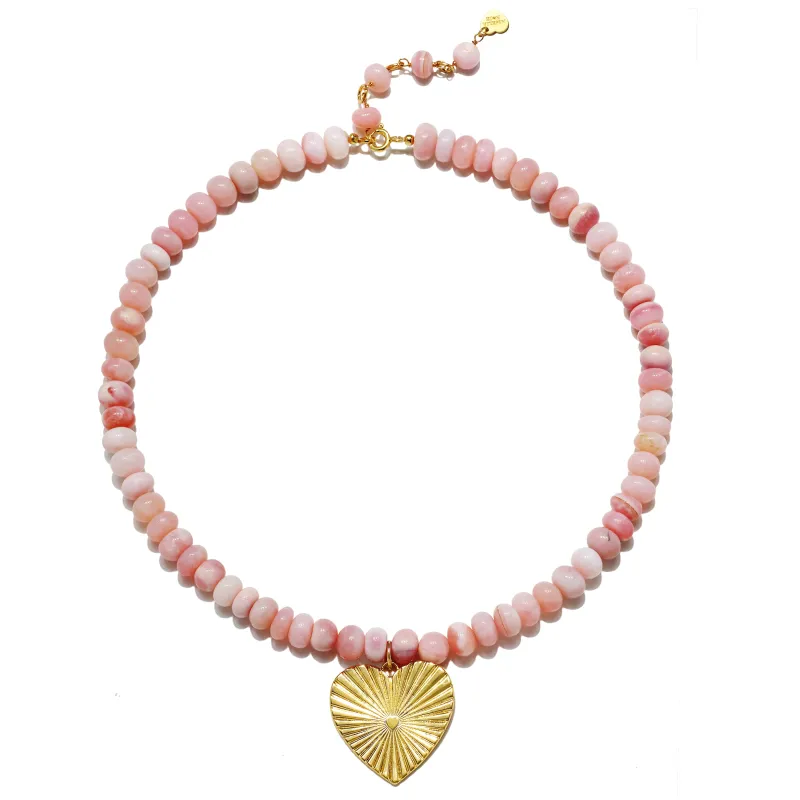 New!  Statement Heart Pink Opal Necklace sold by Amelia Rose Design