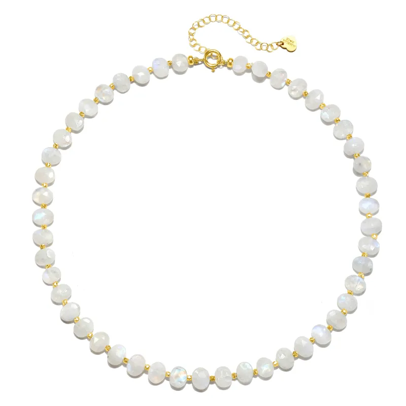 New!  Oval Sparkle Necklace-Rainbow Moonstone sold by Amelia Rose Design