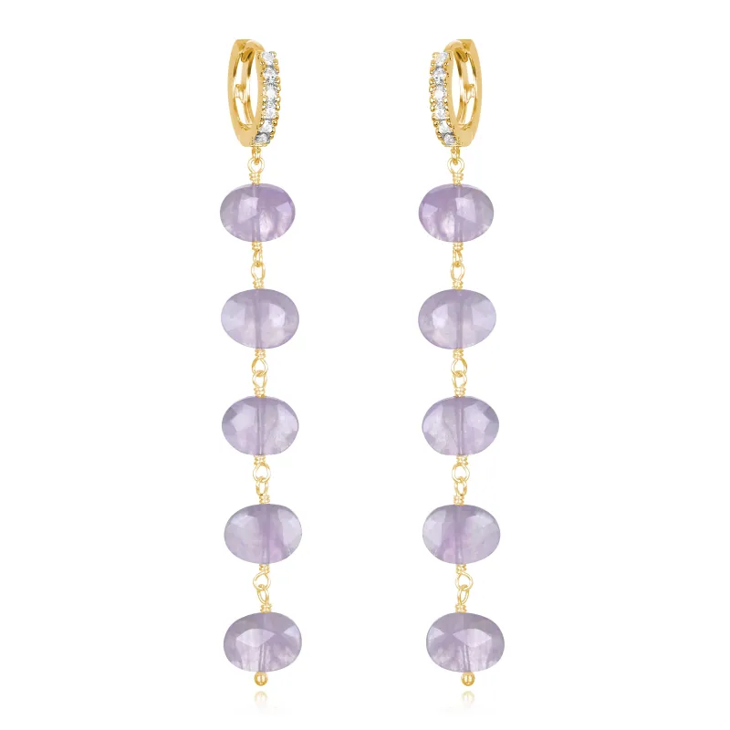 New!  Long Huggies-Pink Amethyst sold by Amelia Rose Design