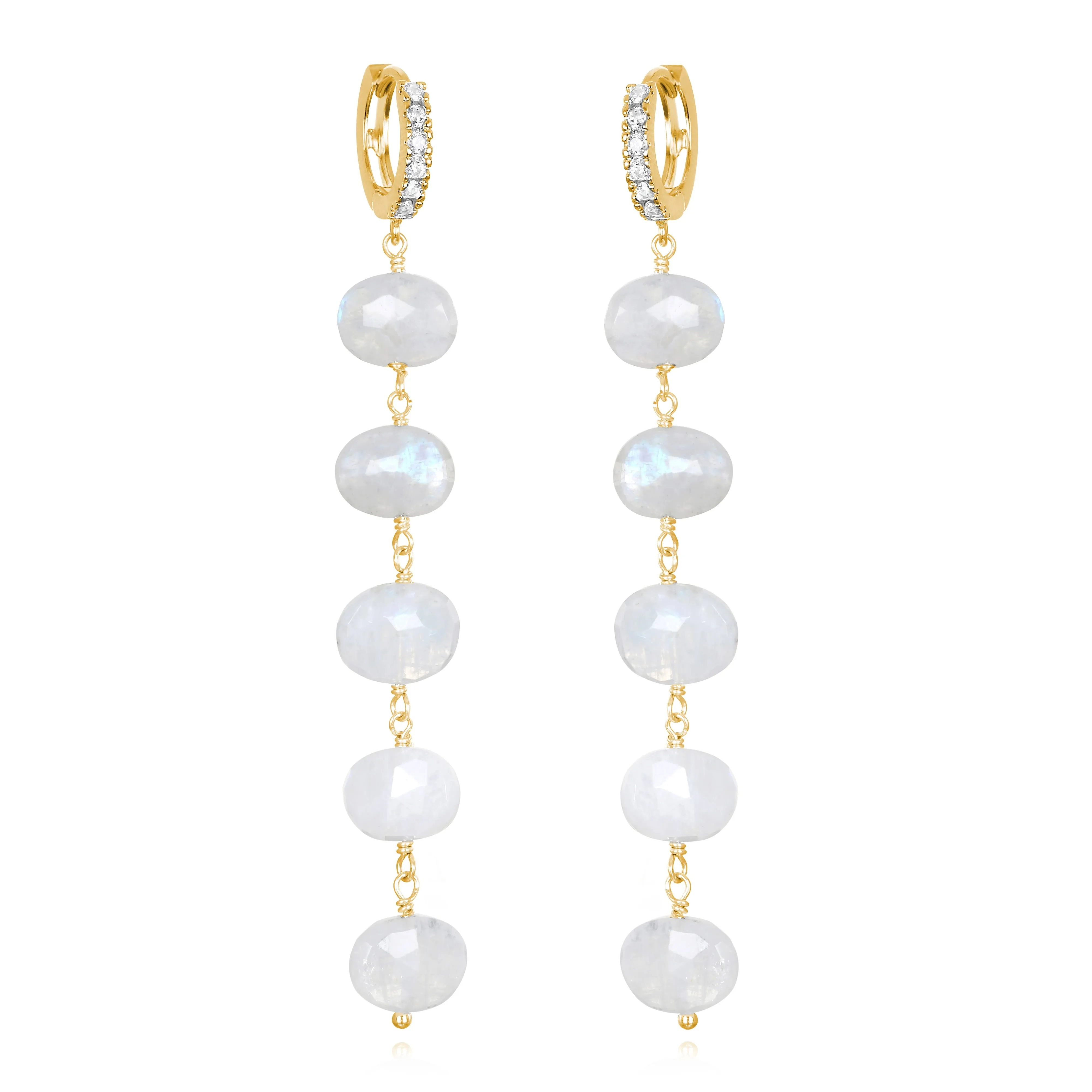 New! Long Huggies-Rainbow Moonstone sold by Amelia Rose Design