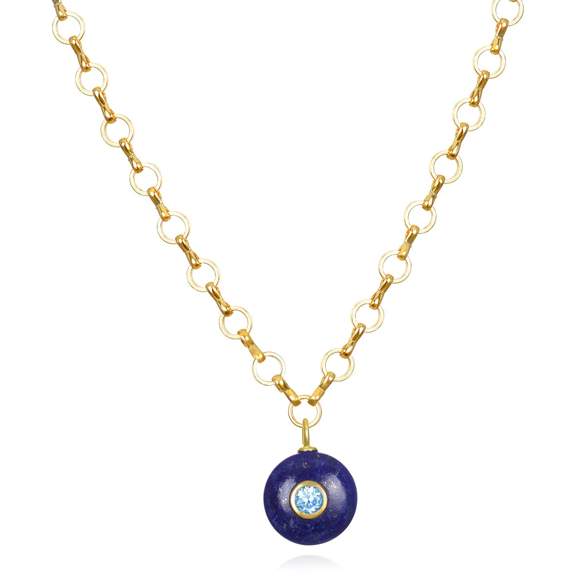 New! Lapis & Blue Topaz Petite Loop Necklace sold by Amelia Rose Design